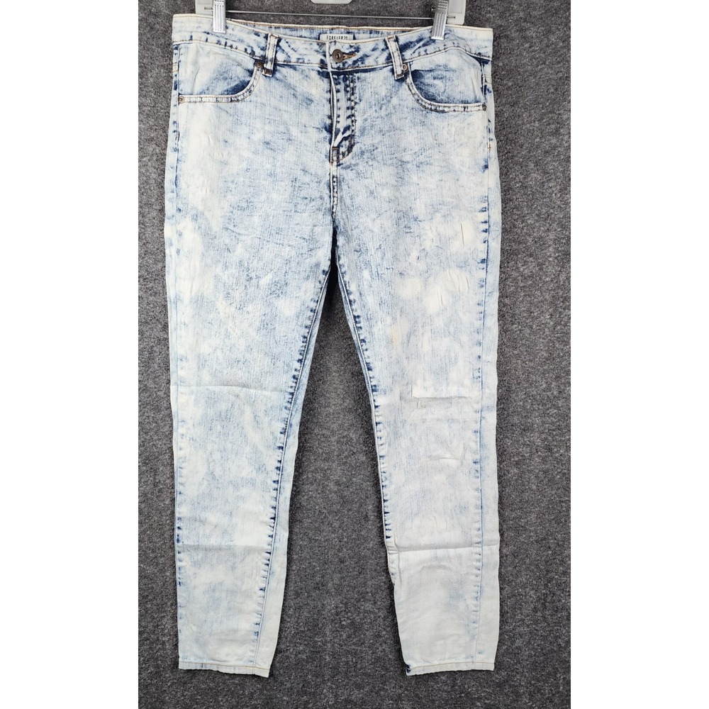 Forever 21 Skinny Jeans Mens 30 Light Blue Acid Wash Streetwear Denim